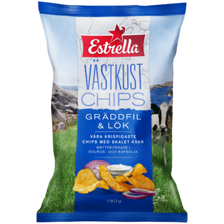 Estrella Västkustchips Gräddfil & Lök 18 X 180 G