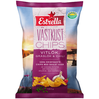 Estrella Västkustchips Vitlök, Gräslök & Chili 10 X 180