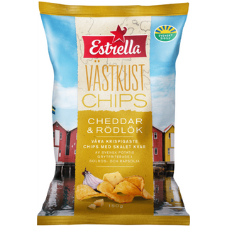 Estrella Västkustchips Äkta Cheddar & Rödlök 10 X 180 G