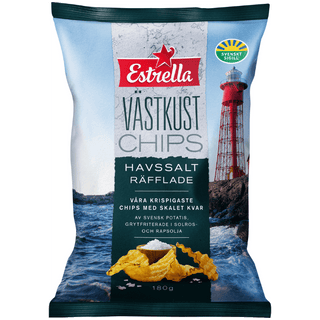 Estrella Västkustchips Havssalt Räfflade 10 X 180