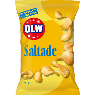 OLW Saltade chips, gul 90 g-påse med krispiga potatischips