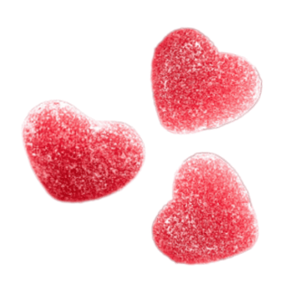 Röda hjärtformade gummigodisar med synlig sockerbeläggning, Haribo Sugared Hearts, 3 kg.