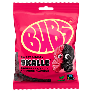 Bubs Raspberry Salty Licorice SKALLE 16 X 90 G