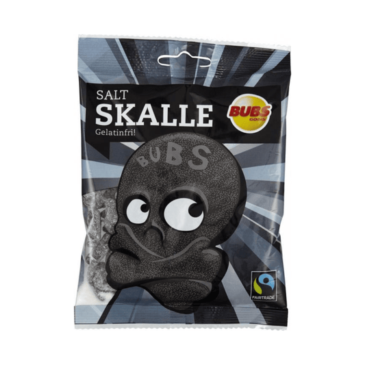 Bubs Salt Skalle 90g – Godis med Saltlakrits & Socker, Perfekt för Fredagsmys
