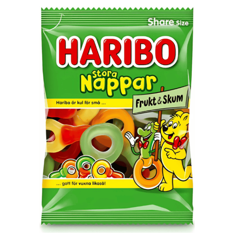 Haribo Stora Nappar Frukt & Skum 12 X 170 G