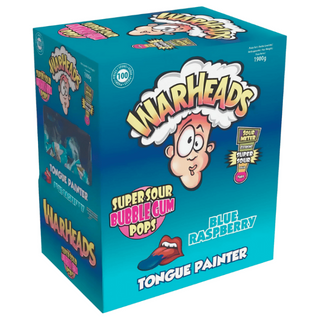 Warheads Bubble Gum Pops Blue Raspberry 100 X 19 G