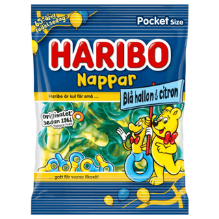 Haribo Nappar Blå Hallon & Citron 24 X 80 G
